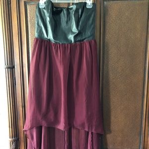 Strapless, high-low chiffon dress